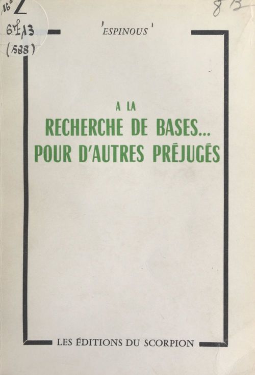 Couverture ebook de À la recherche de bases... pour d'autres préjugés, de Espinous