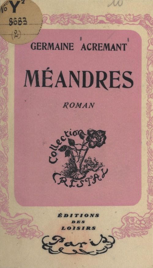 ebook cover of Méandres, by Germaine Acremant