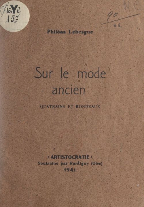 ebook cover of Sur le mode ancien, by Phileas Lebesgue