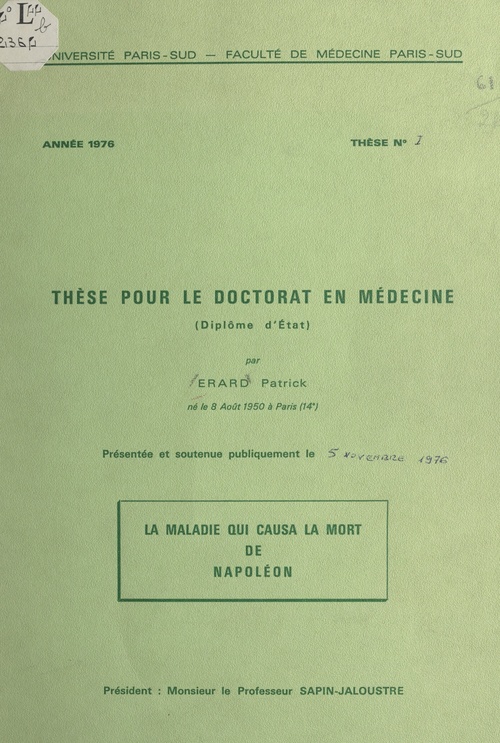 ebook cover of La maladie qui causa la mort de Napoleon, by Patrick Erard
