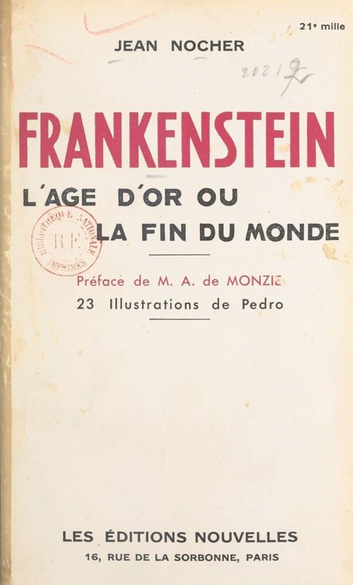 Couverture ebook de Frankenstein, de Jean Nocher