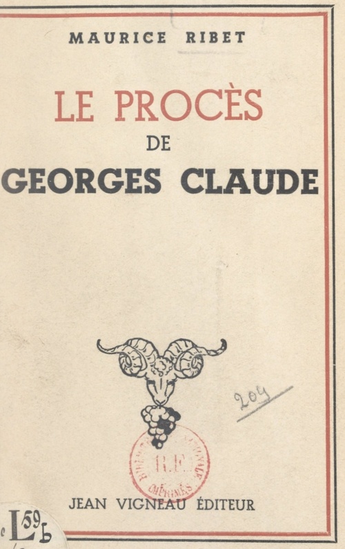 ebook cover of Le procès de Georges Claude, by Maurice Ribet
