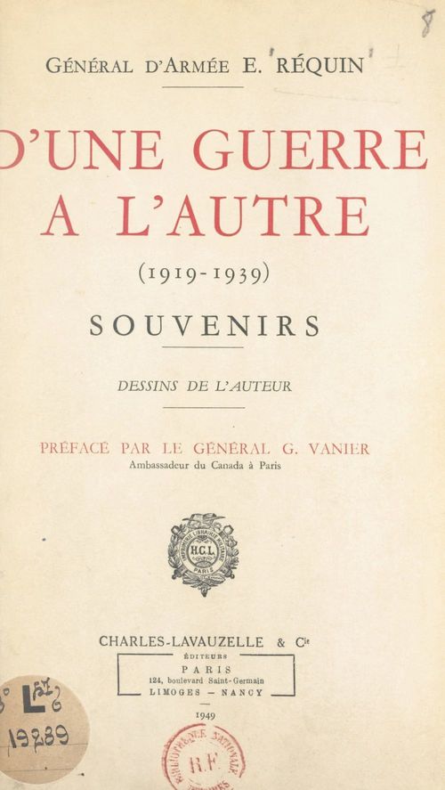 Couverture ebook de D'une guerre à l'autre, 1919-1939, de Edouard Requin
