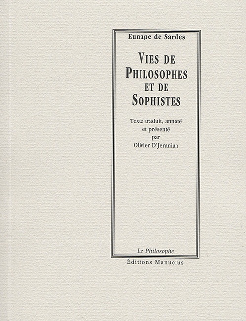 Couverture ebook de Vies de Philosophes et de Sophistes, de Eunape