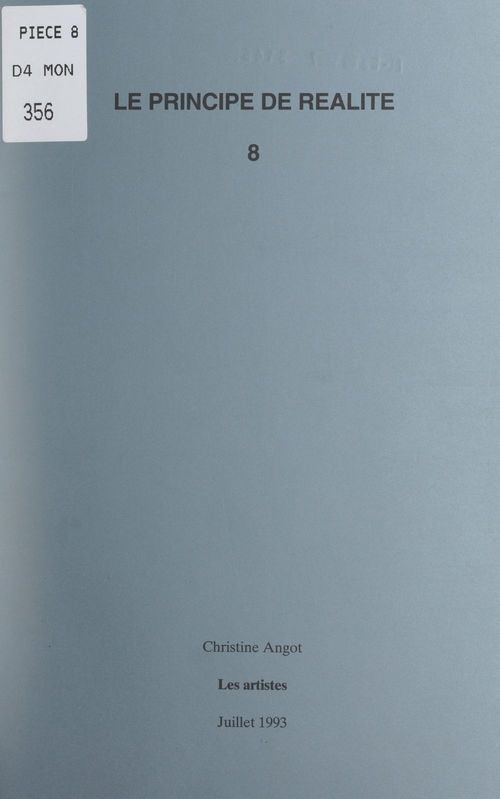 Couverture ebook de Le principe de réalité (8). Les artistes, de Christine Angot