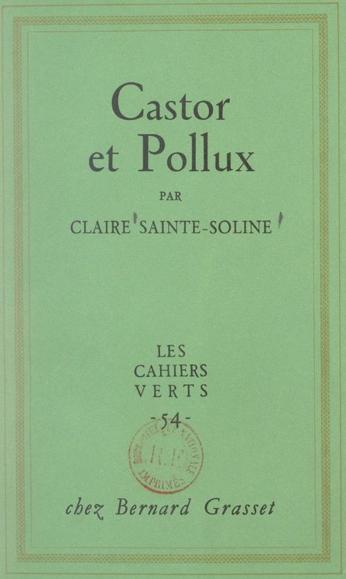ebook cover of Castor et Pollux, by Claire Sainte-Soline