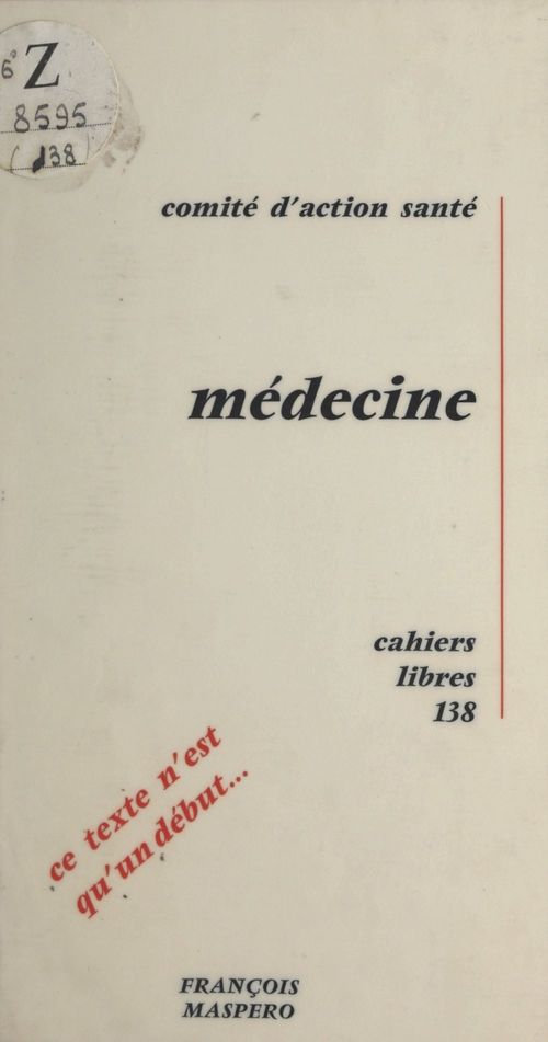 Couverture ebook de Médecine, de Comité d'action santé