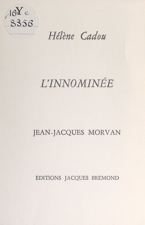 Couverture ebook de L'innominée, de Helene Cadou
