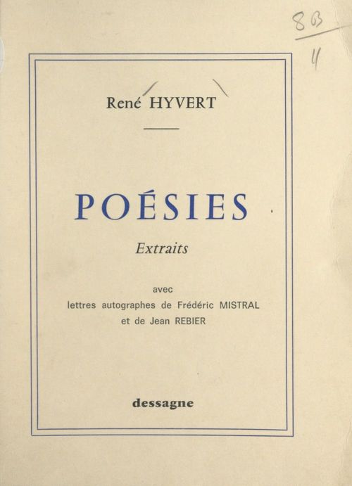 Couverture ebook de Poésies, de Rene Hyvert