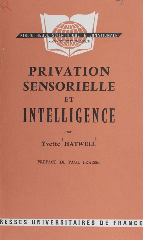 ebook cover of Privation sensorielle et intelligence, by Yvette Hatwell