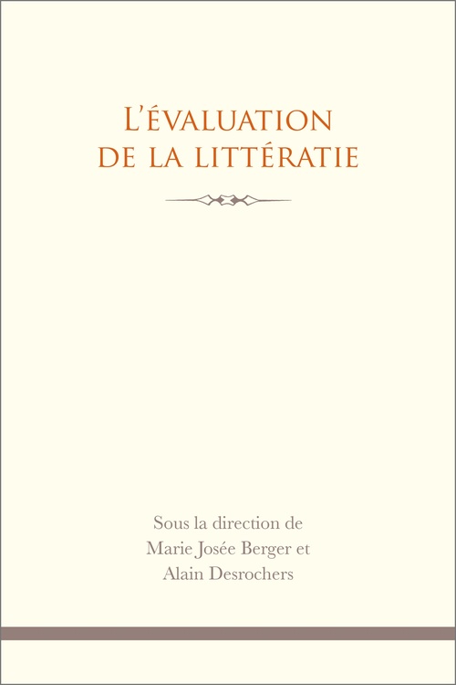 Couverture ebook de L'Évaluation de la littératie, de Marie josée Berger
