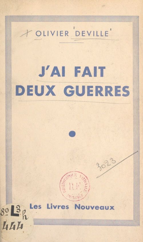 ebook cover of J'ai fait deux guerres, by Olivier Deville