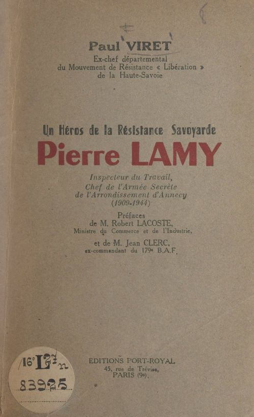 ebook cover of Un héros de la Résistance savoyarde : Pierre Lamy, by Paul Viret