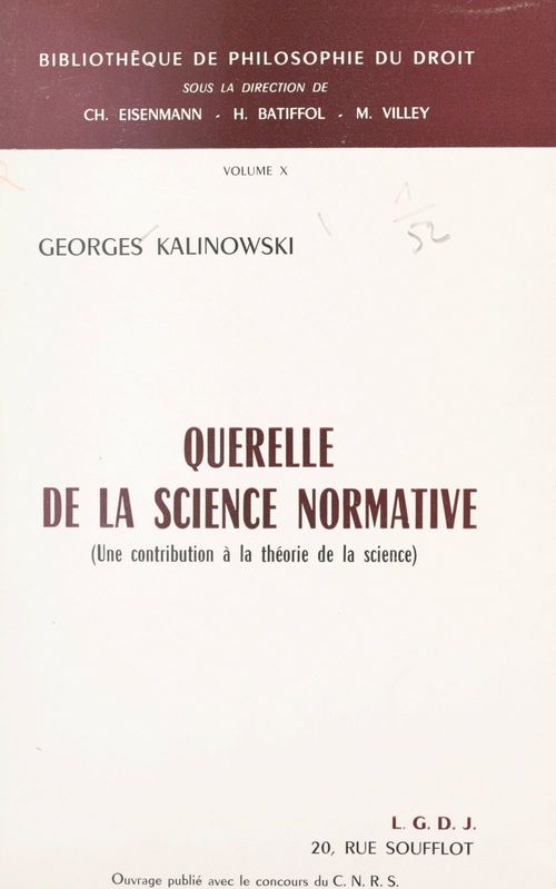 Couverture ebook de Querelle de la science normative, de Georges Kalinowski