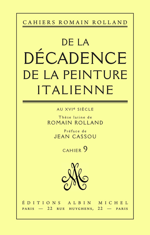 Couverture ebook de De la décadence de la peinture italienne au XVIe siècle, de Romain Rolland