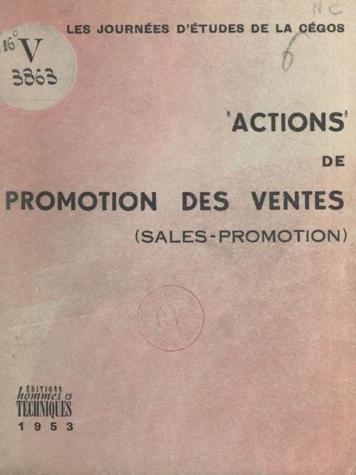 ebook cover of Actions de promotion des ventes (sales promotion), by Journees D'Etudes De La Cegos