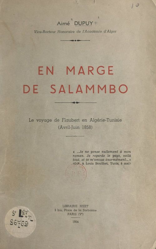 Couverture ebook de En marge de Salammbô, de Aime Dupuy