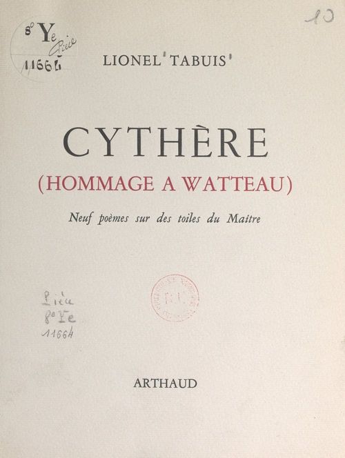 Couverture ebook de Cythère (hommage à Watteau), de Lionel Tabuis
