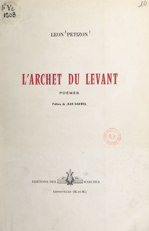 Couverture ebook de L'archet du levant, de Leon Petizon