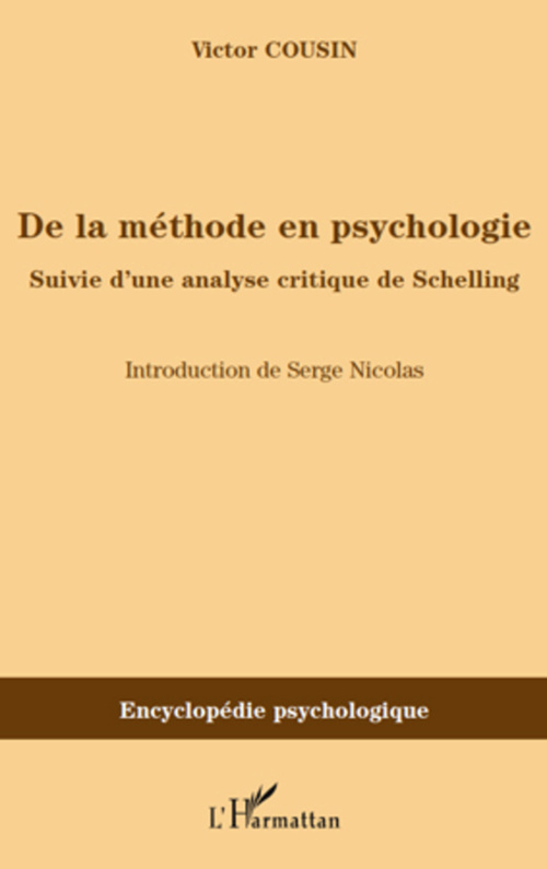 Couverture ebook de De la méthode en psychologie, de Victor Cousin