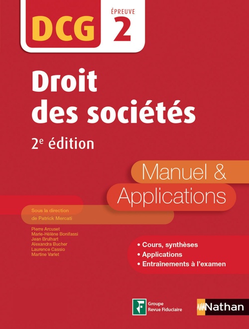Couverture ebook de Droit des sociétés - DCG Epreuve 2 - Manuel & applications 2ed, de Collectif