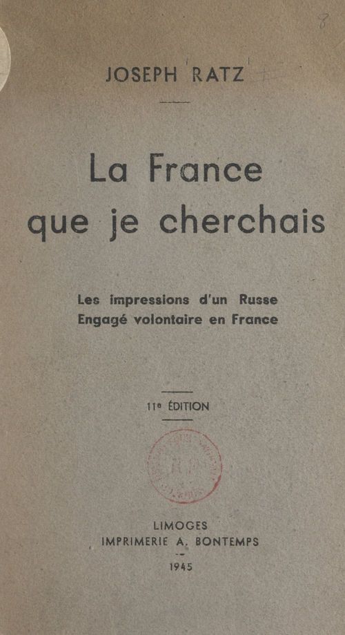 ebook cover of La France que je cherchais, by Joseph Ratz