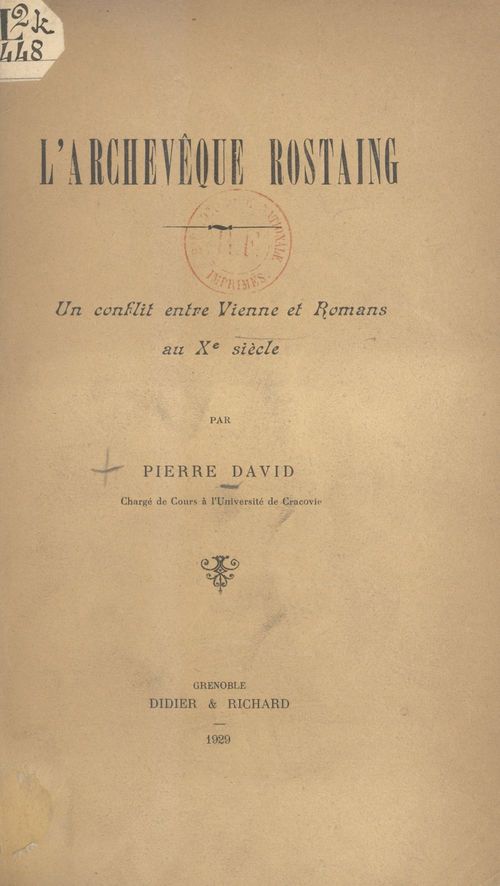 ebook cover of L´archevêque Rostaing, by Pierre David