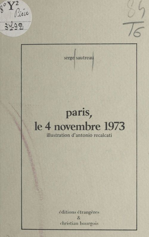ebook cover of Paris, le 4 novembre 1973, by Serge Sautreau
