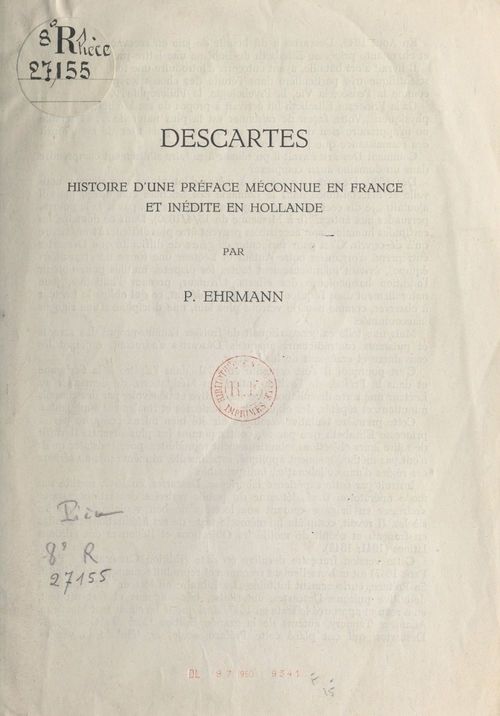 Couverture ebook de Descartes, de Paul Ehrmann