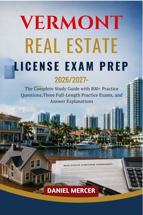 ebook cover of VERMONT REAL ESTATE LICENSE EXAM PREP 2026 - 2027 EDITION, by Daniel Mercer
