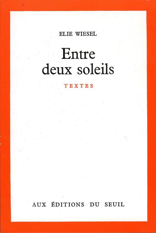 ebook cover of Entre deux soleils, by Elie Wiesel