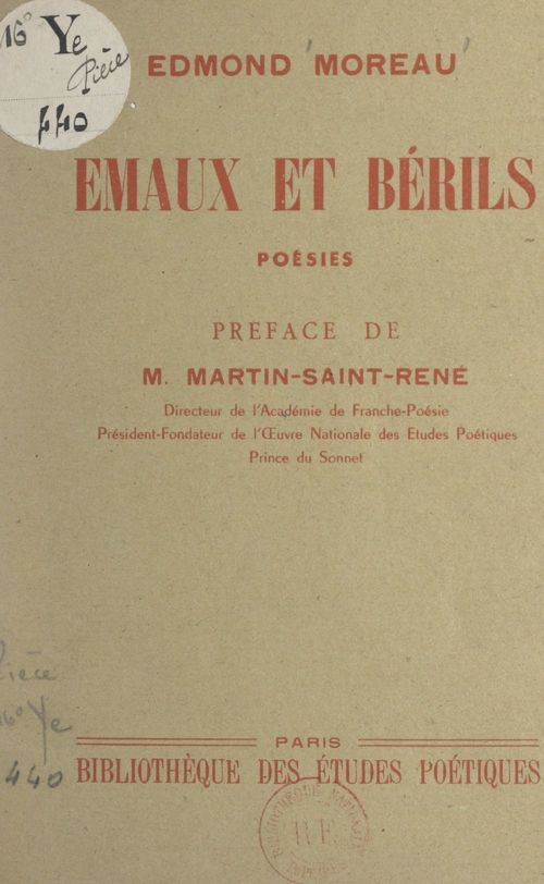 Couverture ebook de Émaux et bérils, de Edmond Moreau