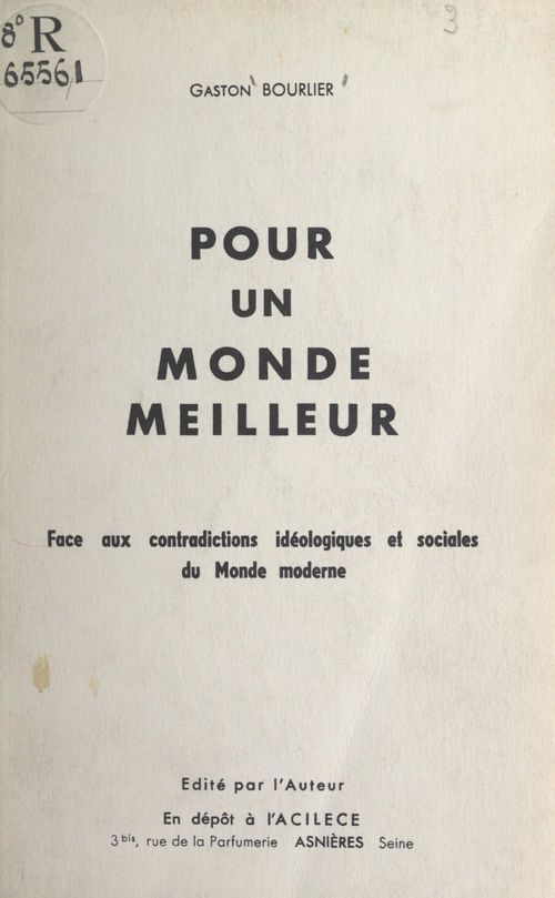 Couverture ebook de Pour un monde meilleur, de Gaston Bourlier
