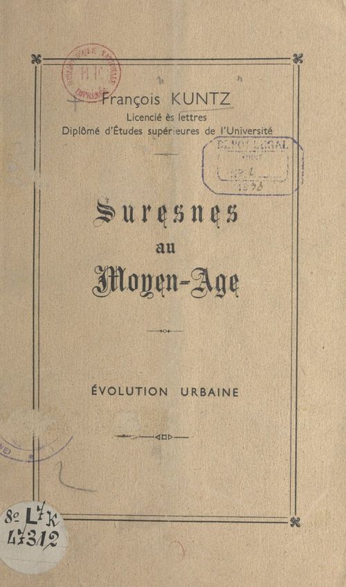 ebook cover of Suresnes au Moyen Âge, by Francois Kuntz