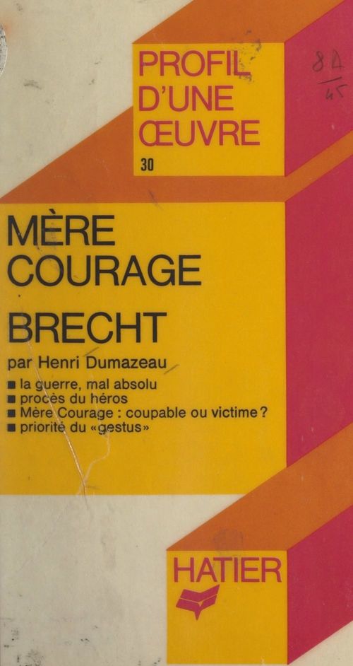 Couverture ebook de Mère courage, Brecht, de Henri Dumazeau
