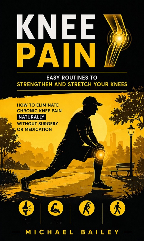 Couverture ebook de Knee Pain: Easy Routines to Strengthen and Stretch Your Knees, de Michael Bailey