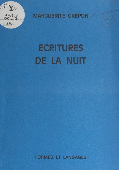 Couverture ebook de Écritures de la nuit, de Marguerite Grepon