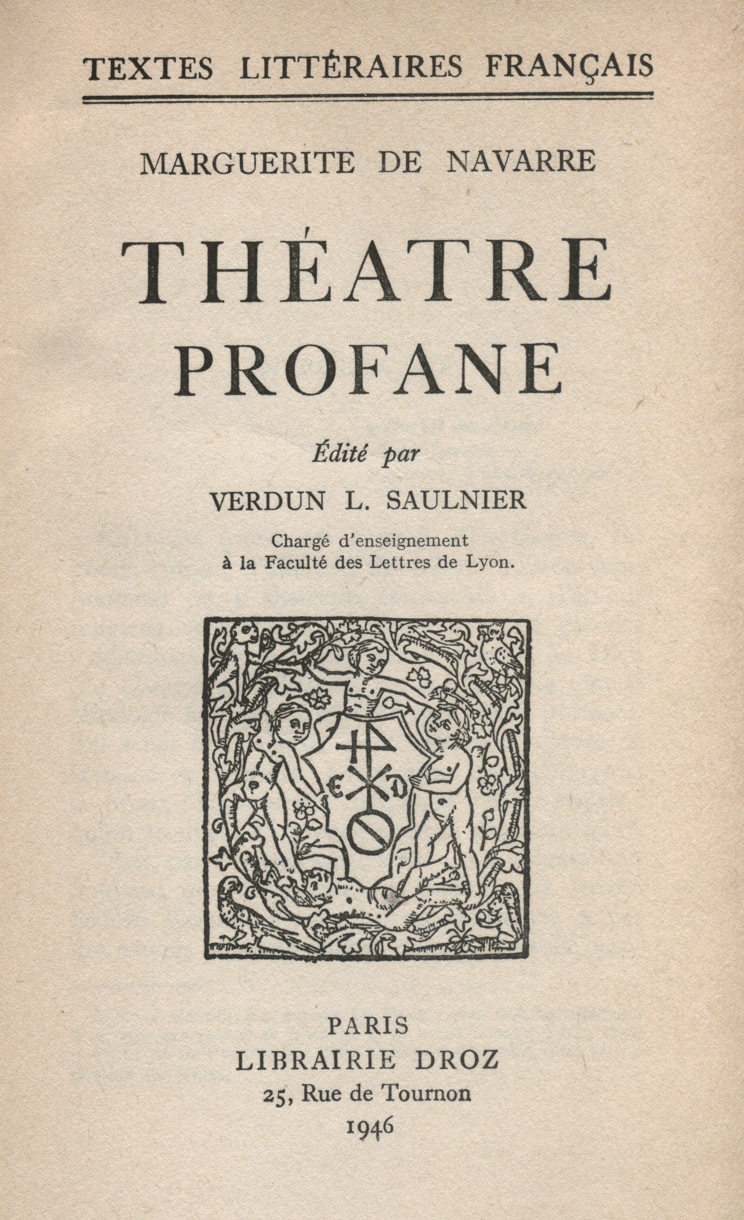 ebook cover of Théâtre profane, by Marguerite De Navarr