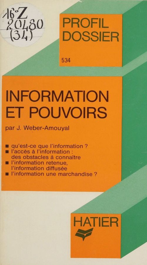 Couverture ebook de Information et Pouvoirs, de Josee Weber-Amouyal