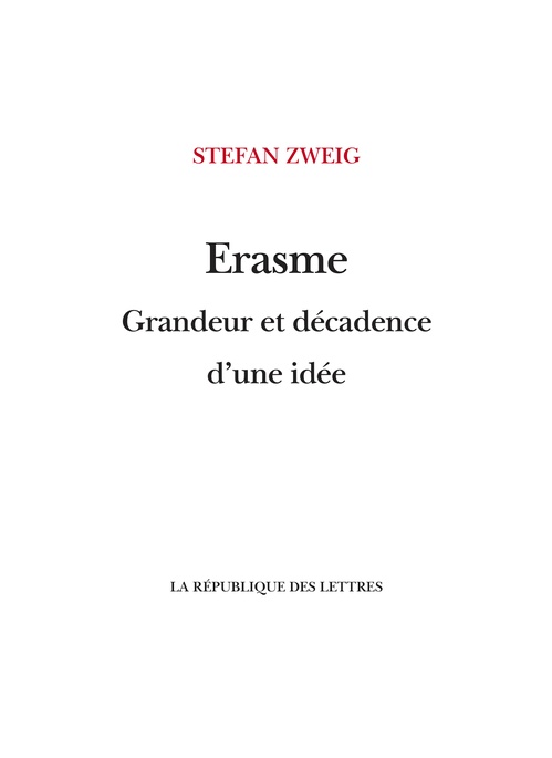 Couverture ebook de Érasme, de Stefan Zweig
