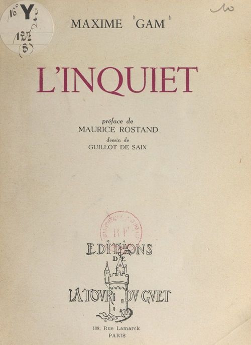Couverture ebook de L'inquiet, de Maxime Gam