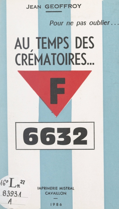Couverture ebook de Au temps des crématoires... F 6632, de Jean Geoffroy
