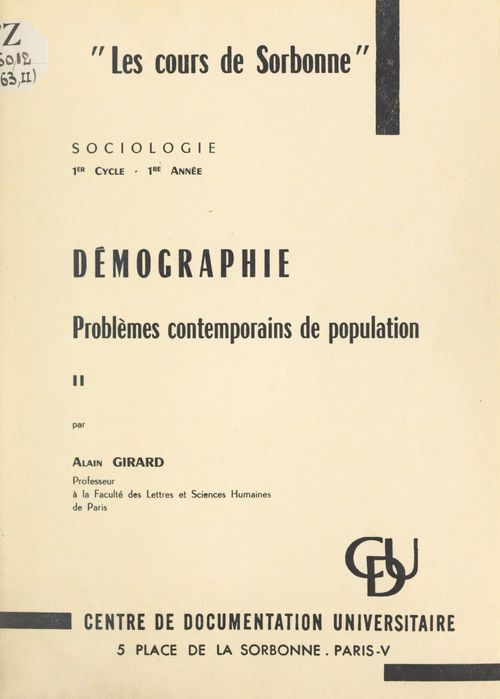 ebook cover of Démographie : problèmes contemporains de population, by Alain Girard