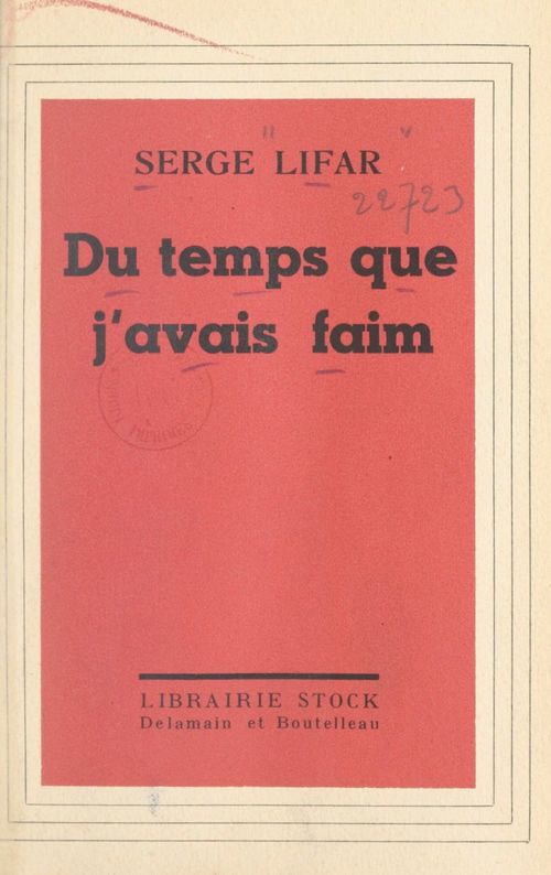 Couverture ebook de Du temps que j'avais faim, de Serge Lifar
