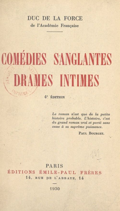 ebook cover of Comédies sanglantes, drames intimes, by Auguste De La Force