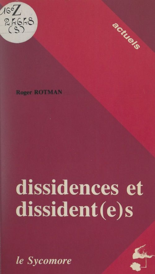 ebook cover of Dissidences et dissident(e)s, by Roger Rotman
