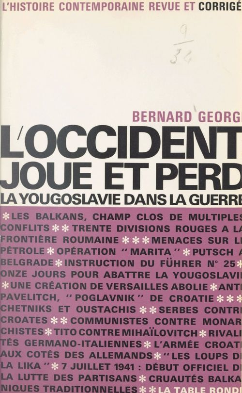 Couverture ebook de L'occident joue et perd, de Bernard George