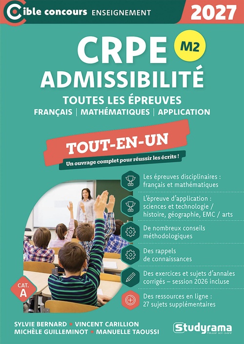 ebook cover of CRPE - Admissibilité - Toutes les épreuves - Concours 2027, by Michèle Guilleminot, Manuelle Taoussi, Vincent Carillion, Sylvie Bernard, Laurence Brunel