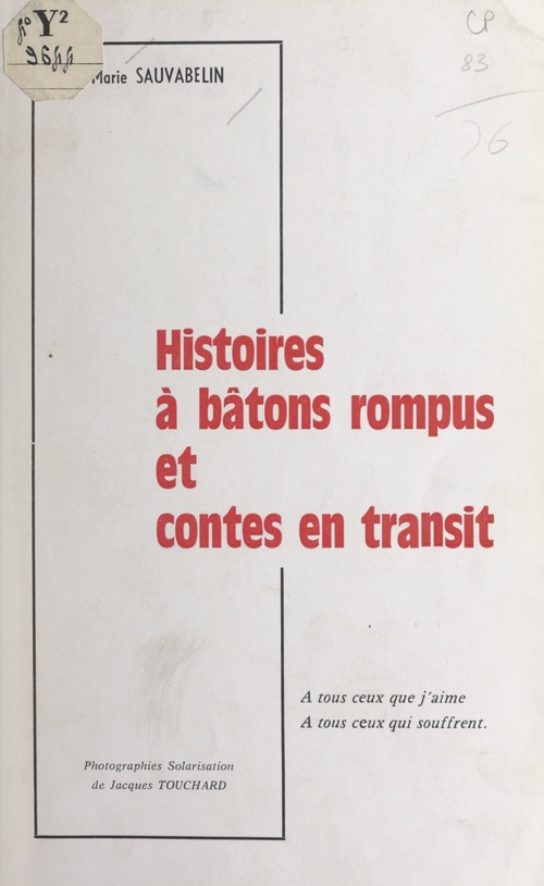 Couverture ebook de Histoires à bâtons rompus et contes en transit, de Marie Sauvabelin