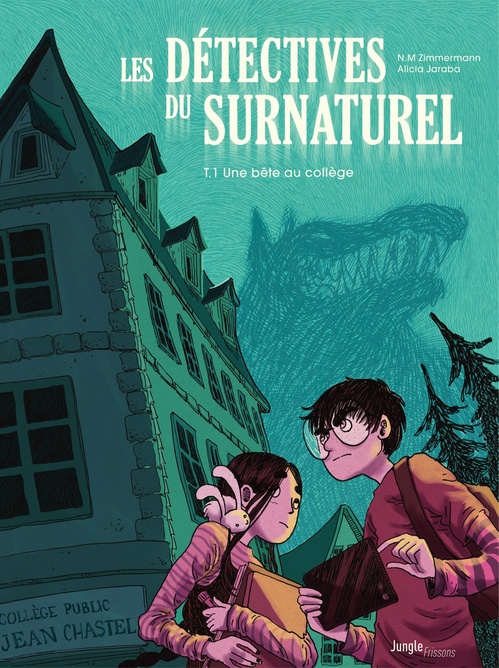 Couverture ebook de Les détectives du surnaturel - Tome 1 - Une bête au collège, de Alicia Jaraba abellan, N. M. Zimmermann